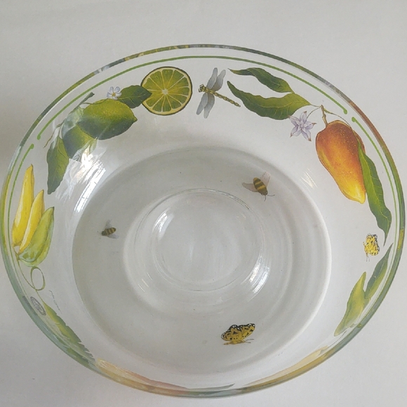 Lynn Chase Other - Lynn Chase 11" Hand-Painted Butterfly Fruit Clear Serving Bowl | Vintage